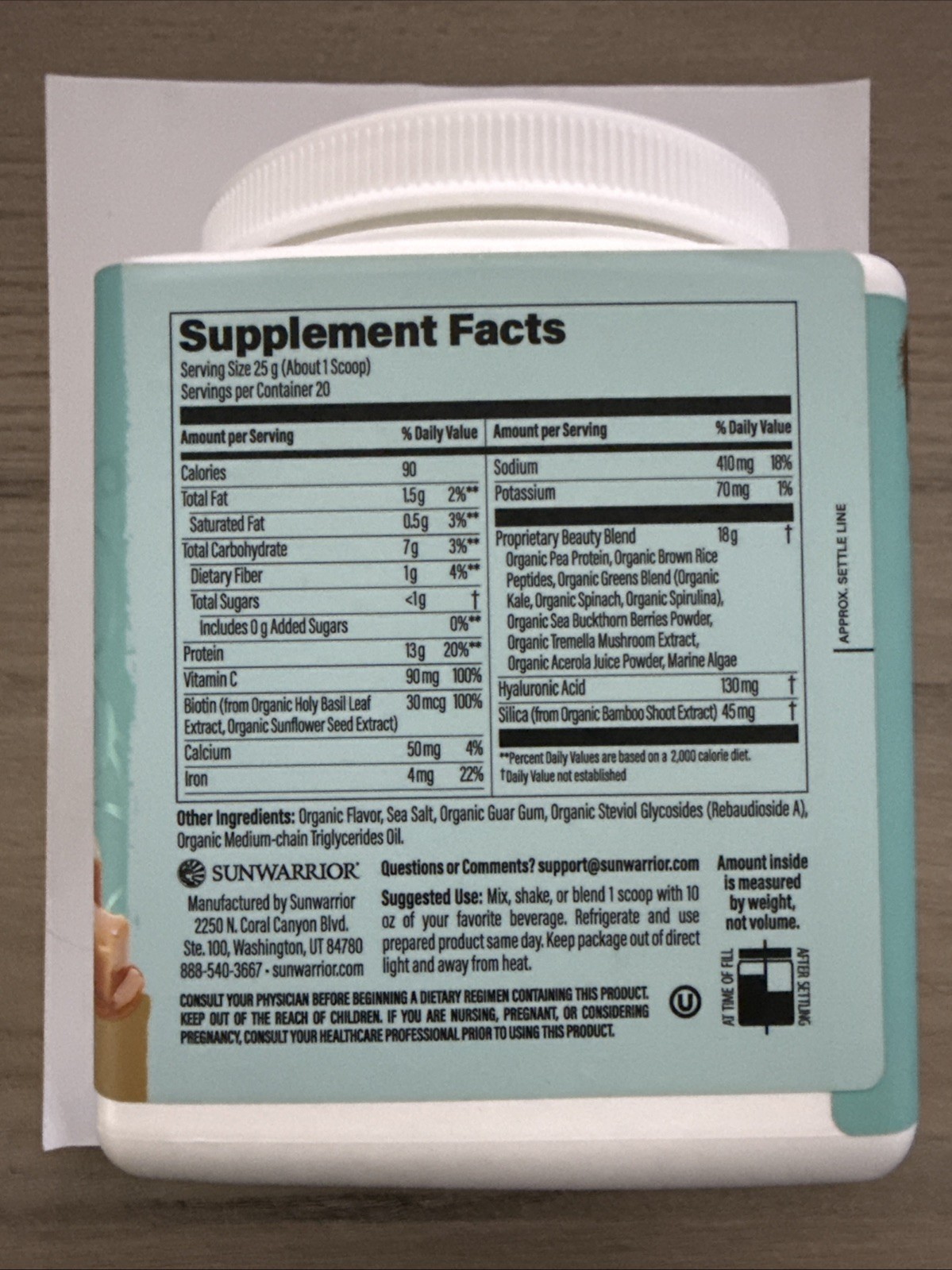 Sunwarrior Collagen Building Protein Peptides, Salted Caramel Vegan 1.1 LBS/500g