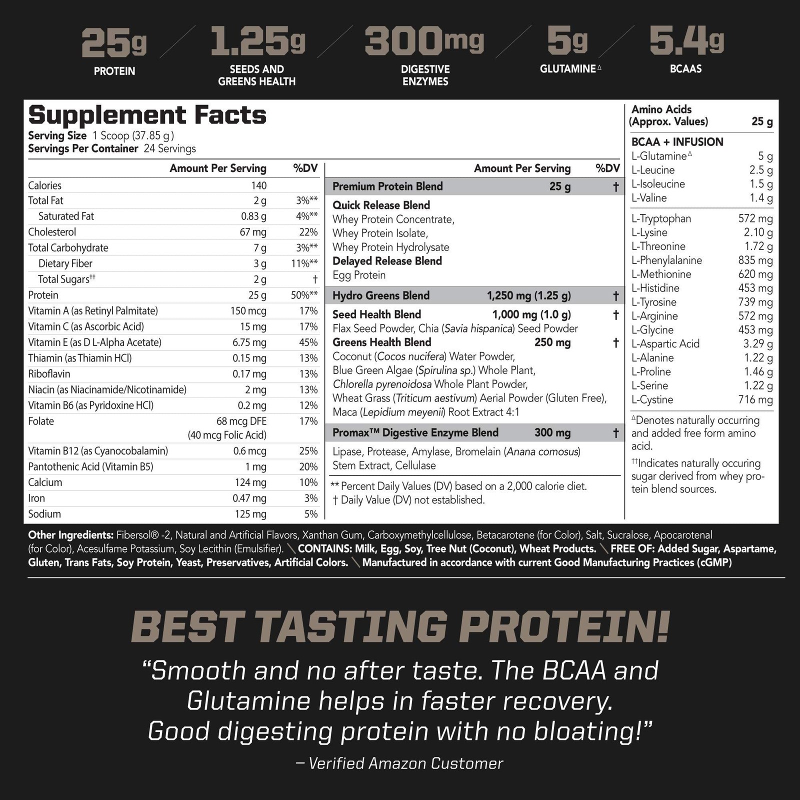 Amplify XL Mango Mania Protein Powder 2lb Muscle Recovery BCAAs Digestive Enz…