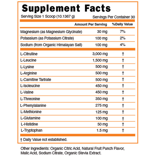 Essential Aminos EAA BCAA Powder 3000mg Citrulline Electrolytes LiveGood 30srv