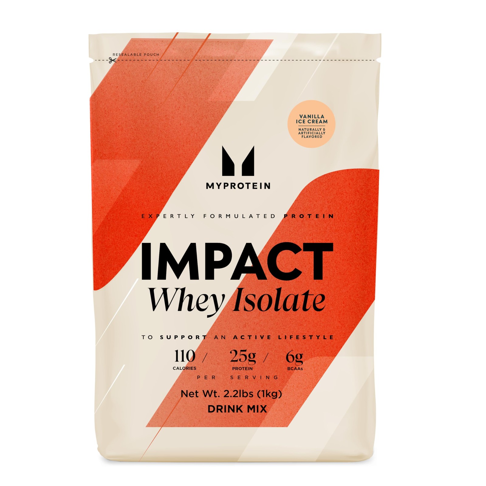 Myprotein Impact Whey Protein Isolate 2.2 Lbs 40 Servings Vanilla Ice Cream 22G