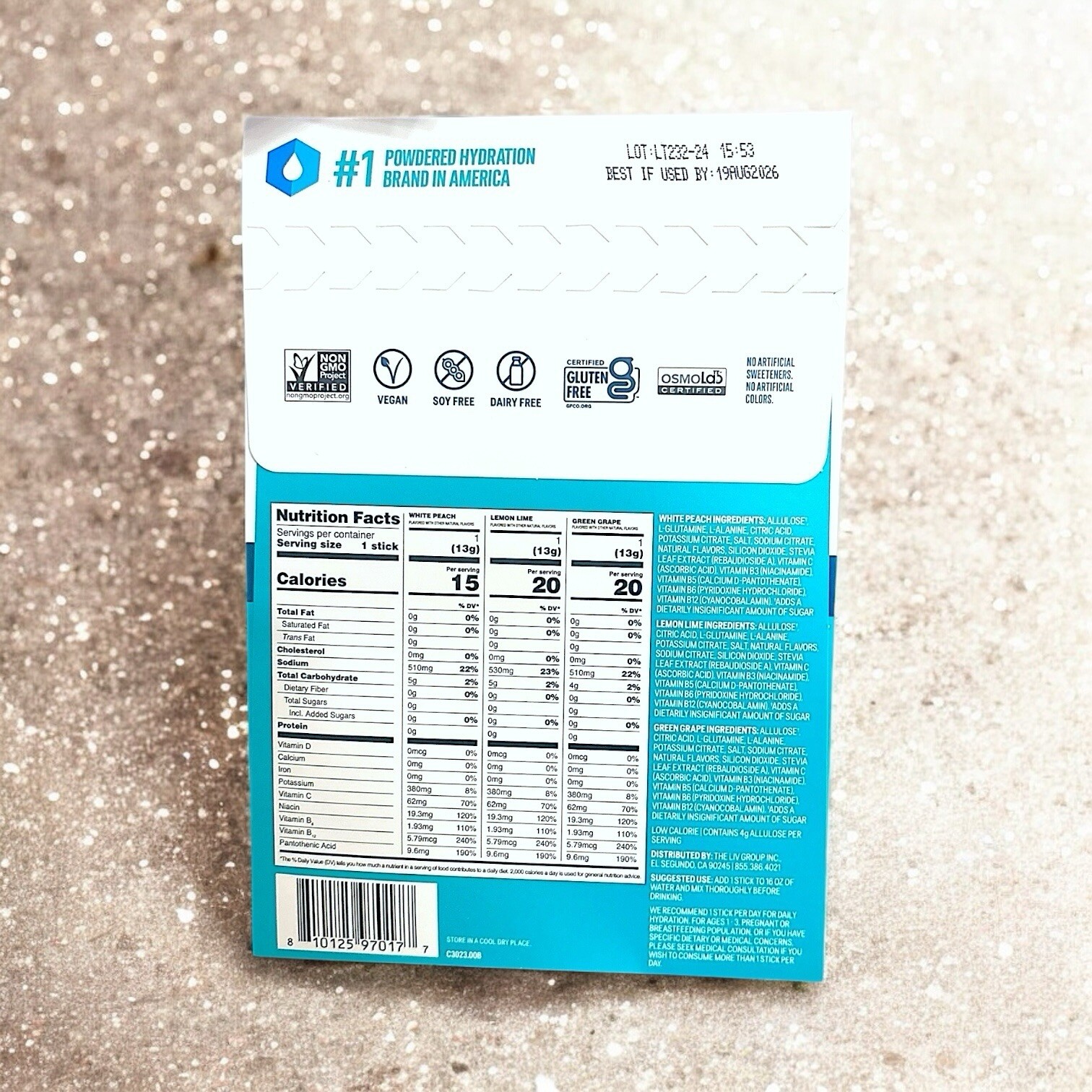 LIQUID IV Hydration Multiplier Sugar-Free 3 count sample pack 0.45 OZ EACH NIP