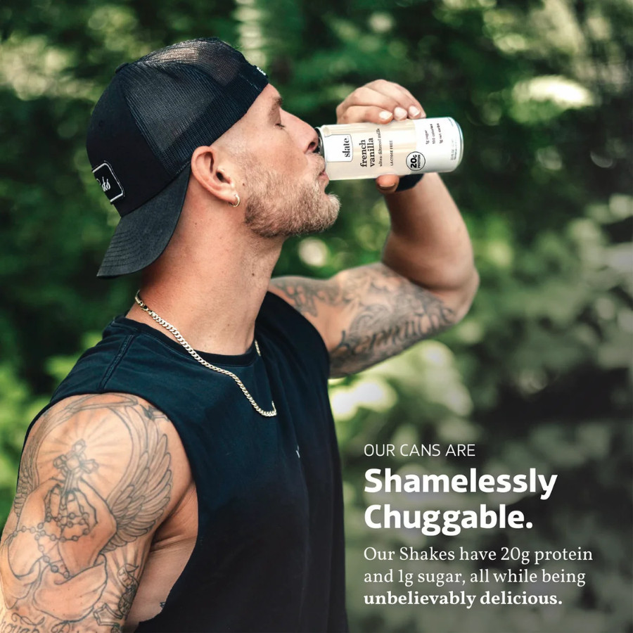 Slate 20G Protein Milk Shakes – Keto, French Vanilla Shake (11 fl oz), 12 Cans