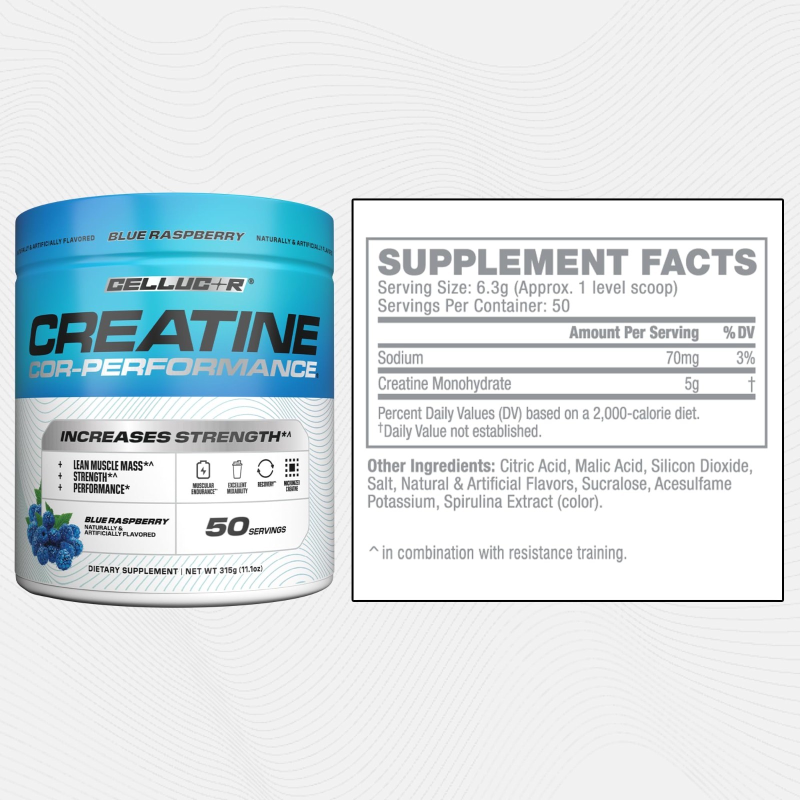 Micronized Creatine Powder – Blue Raspberry, Boost Strength & Endurance, 5g/Serv