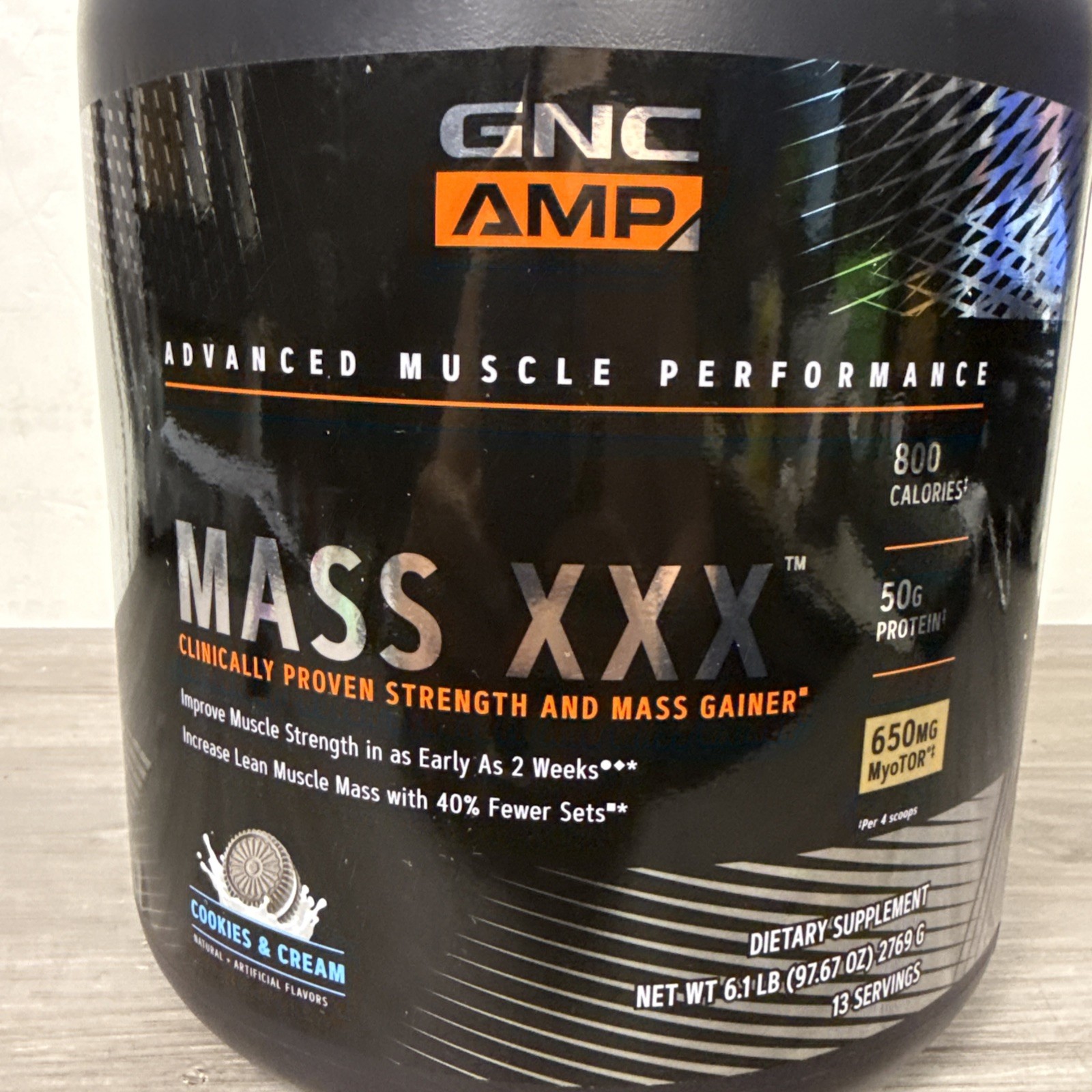 GNC Amp MASS XXX Anabolic Mass Gainer 6.1 lb Cookies & Cream, exp 08/2027