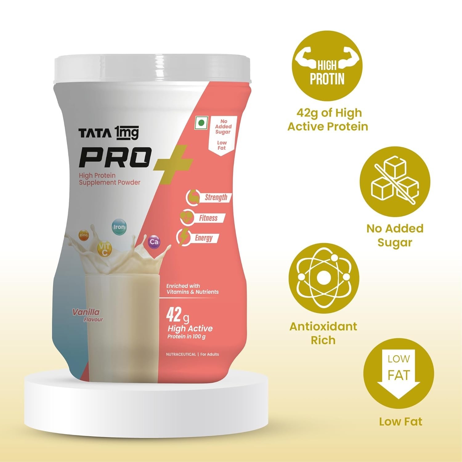 High Protein Powder with 23 essential nutrients For Overall Fitness | Vanilla