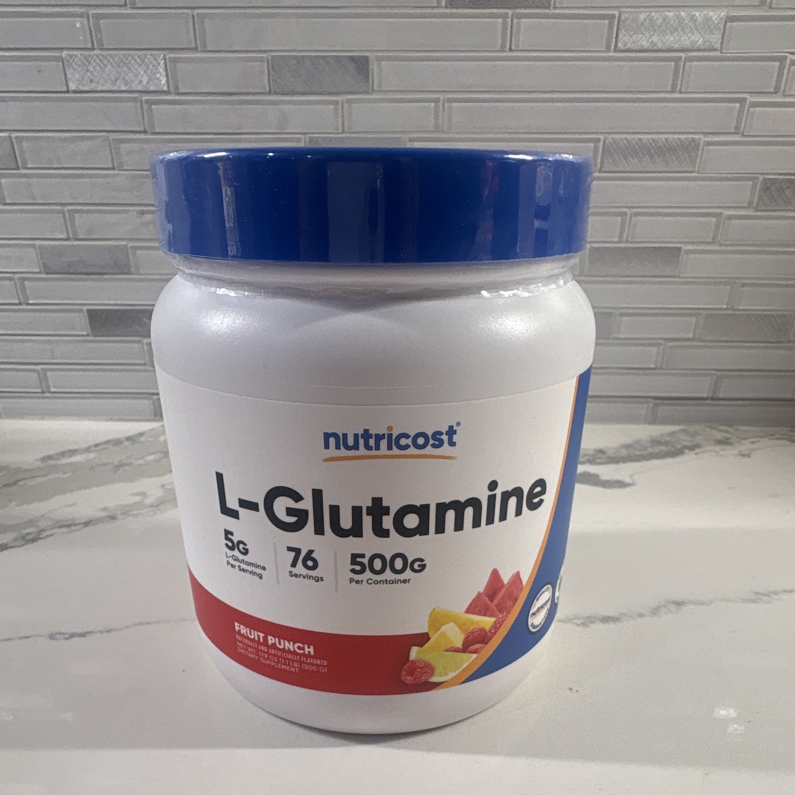 *BRAND NEW*Nutricost L-Glutamine Amino Acid Powder Fruit Punch 500g 76 Servings