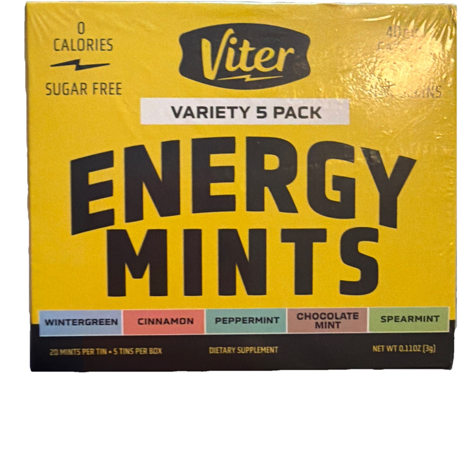 Viter Energy Mints 40mg Caffeine & B Vitamins – Boosts Energy & Freshens Breath