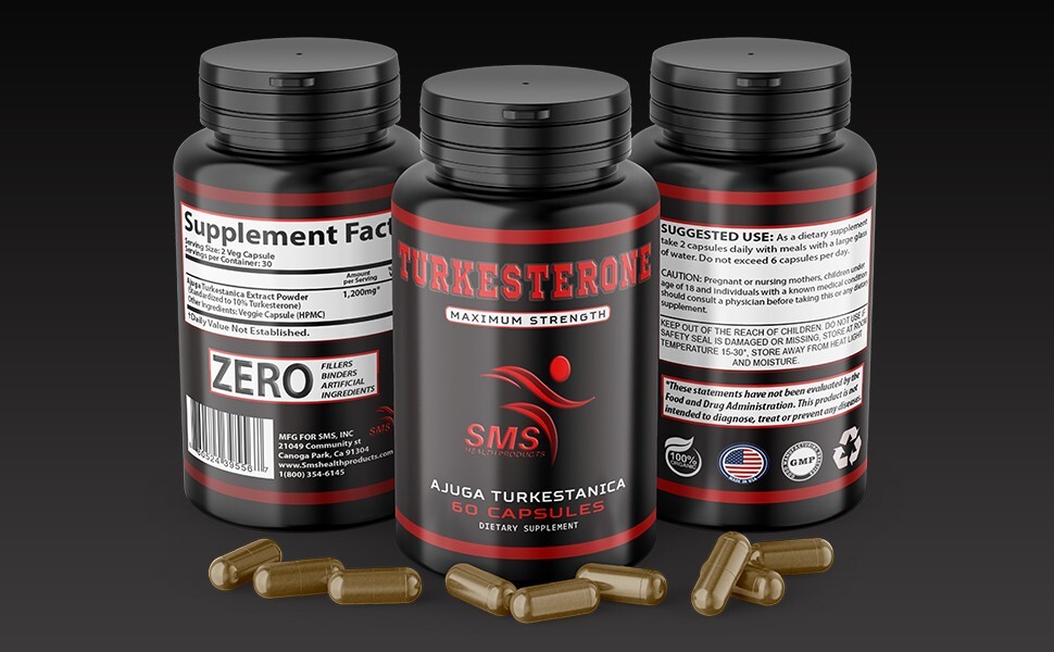 TURKESTERONE 600mg AKA Ajuga Turkestanica Standardized to 10% 180 Veg Capsules