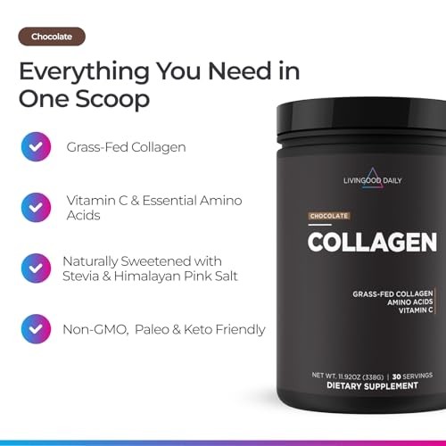 Livingood Chocolate Collagen Powder – Grass Fed, Keto