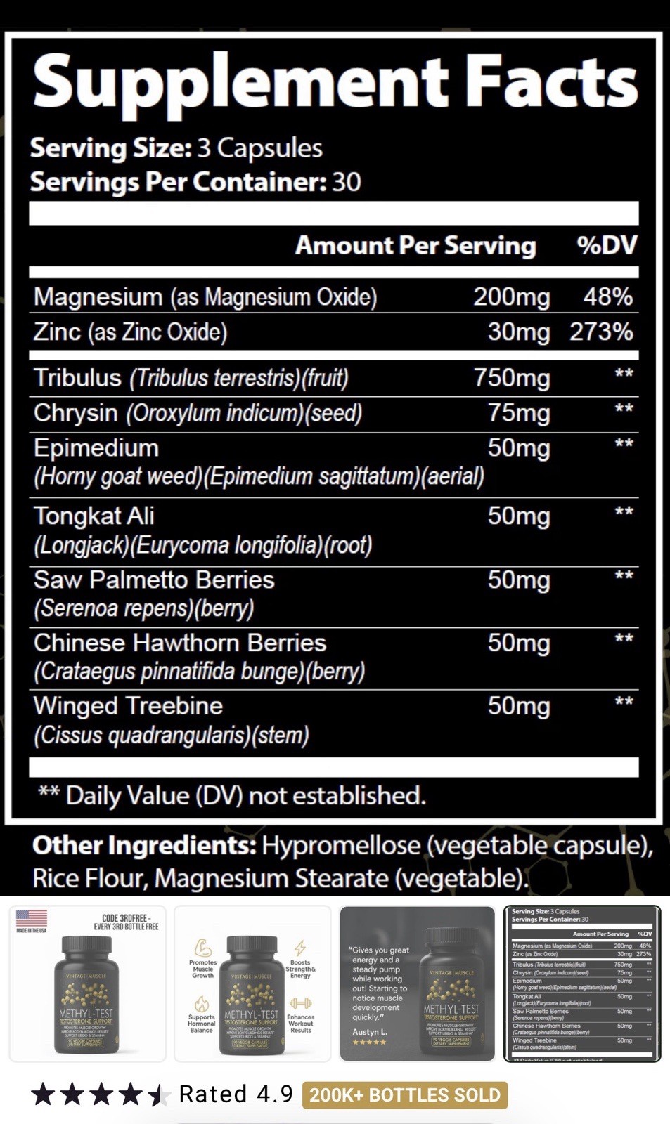 Methyl Test Pills 💊 4 Free Range Test Boost & support By Vintage Muscle 💪 🌿