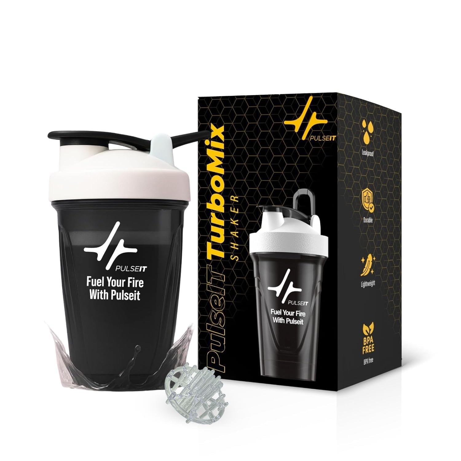 PULSEIT TurboMix 400ml Shaker | BPA Free Black