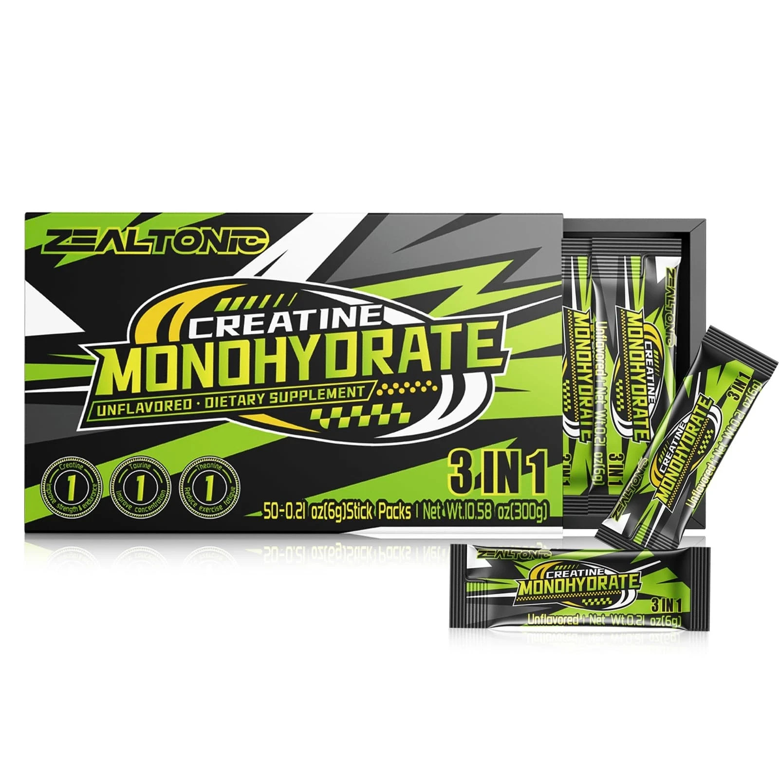 5000mg 99.9% Micronized Creatine Monohydrate Powder Stick Packs with 800mg of ..