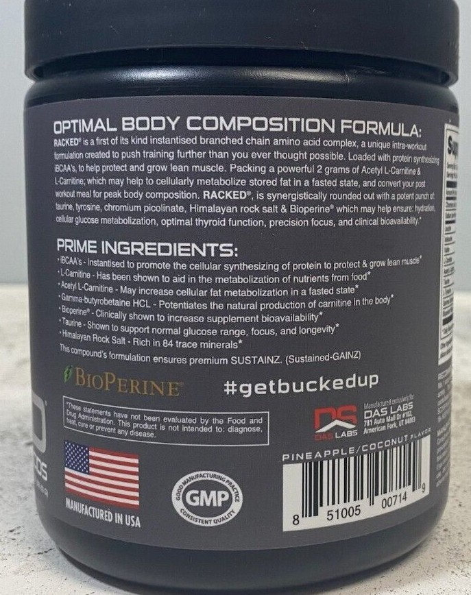 Bucked Up RACKED Branched Chain Amino Acid Intra-workout Dietary Supplement USA