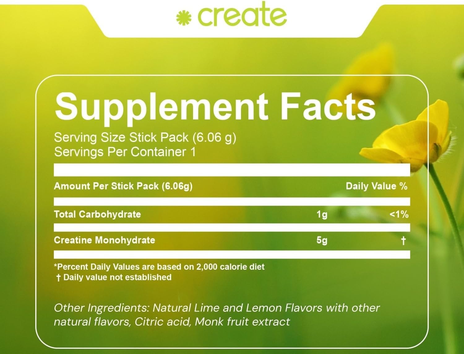 Create Creatine Monohydrate Powder Sticks-30 ct Variety Lemon Lime-Mix Berry etc