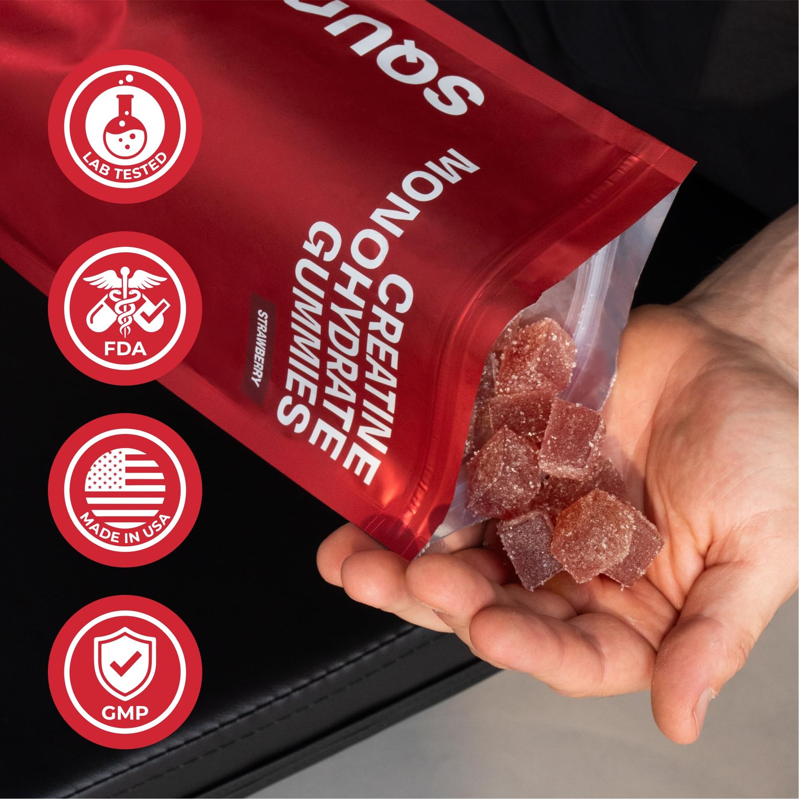 SquatGummi 3rd Party Tested Creatine Gummies 5g per Serving, Creatine Monohyd…