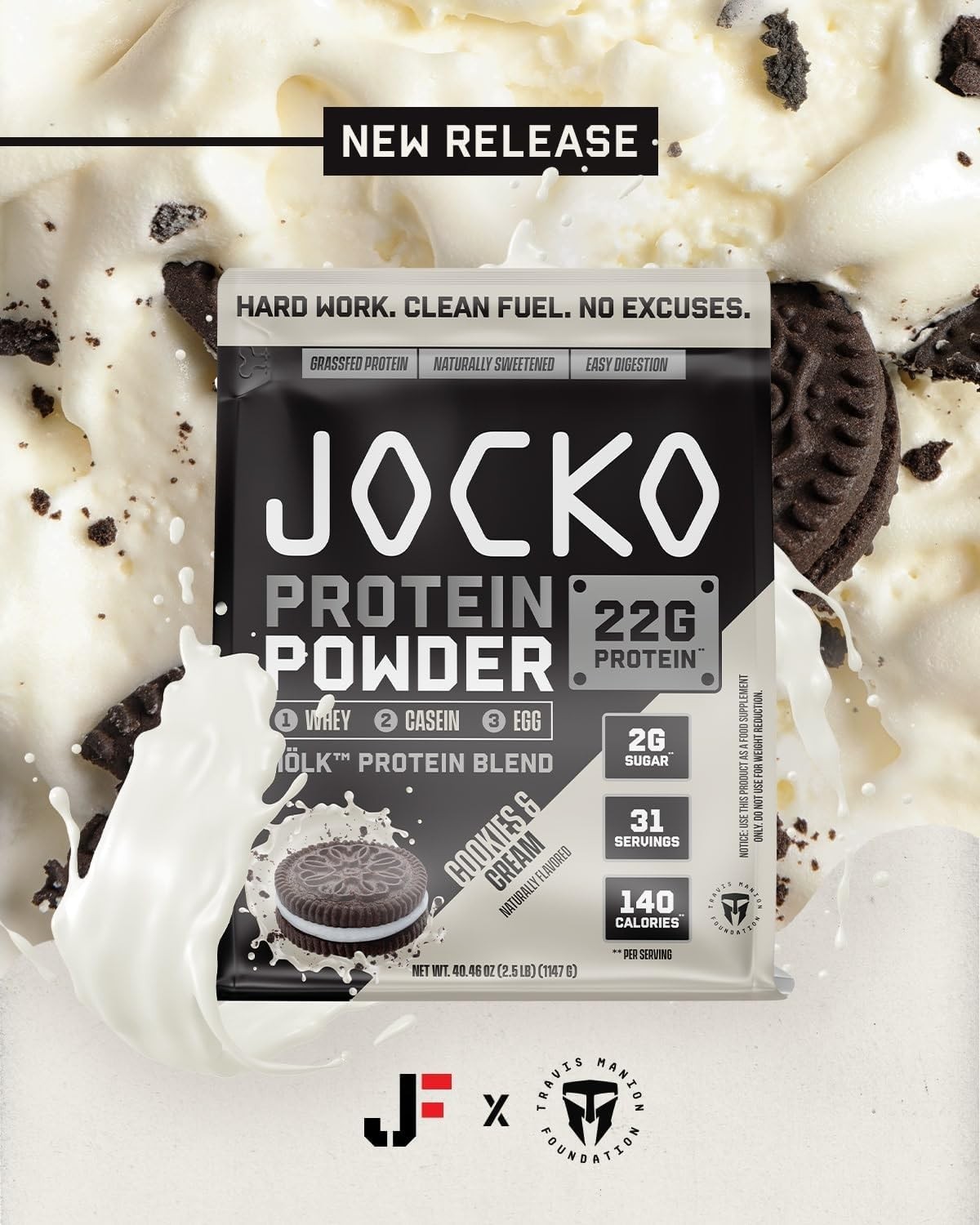 Jocko Fuel Mölk Whey Protein Powder – Keto, Probiotics, 2.5 lbs Cookies & Cream