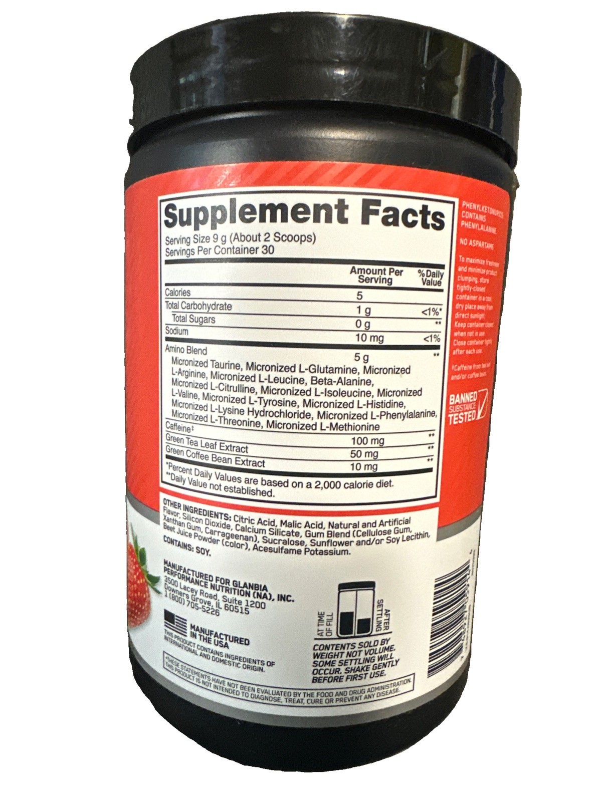 🔥Amino Energy Pre Workout Powder – Keto BCAA, 30 Servings, Strawberry 03/28