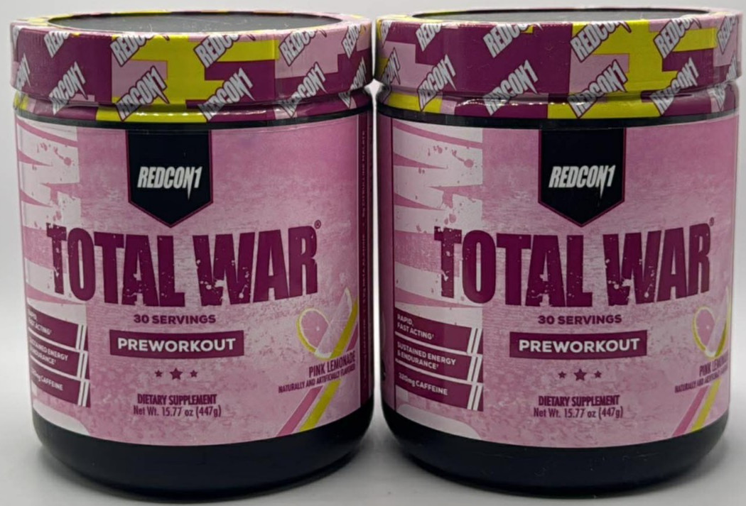 2PK Redcon1 Total War Prework Out Powder ~ 15.77 OZ ~ PINK LEMONADE ~ EXP 5/26