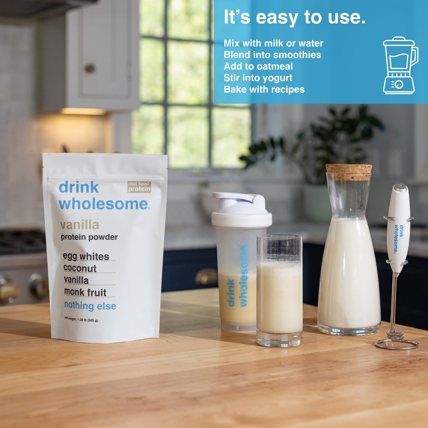 Drink Wholesome Vanilla Egg White Protein Powder For Sensitive Stomachs