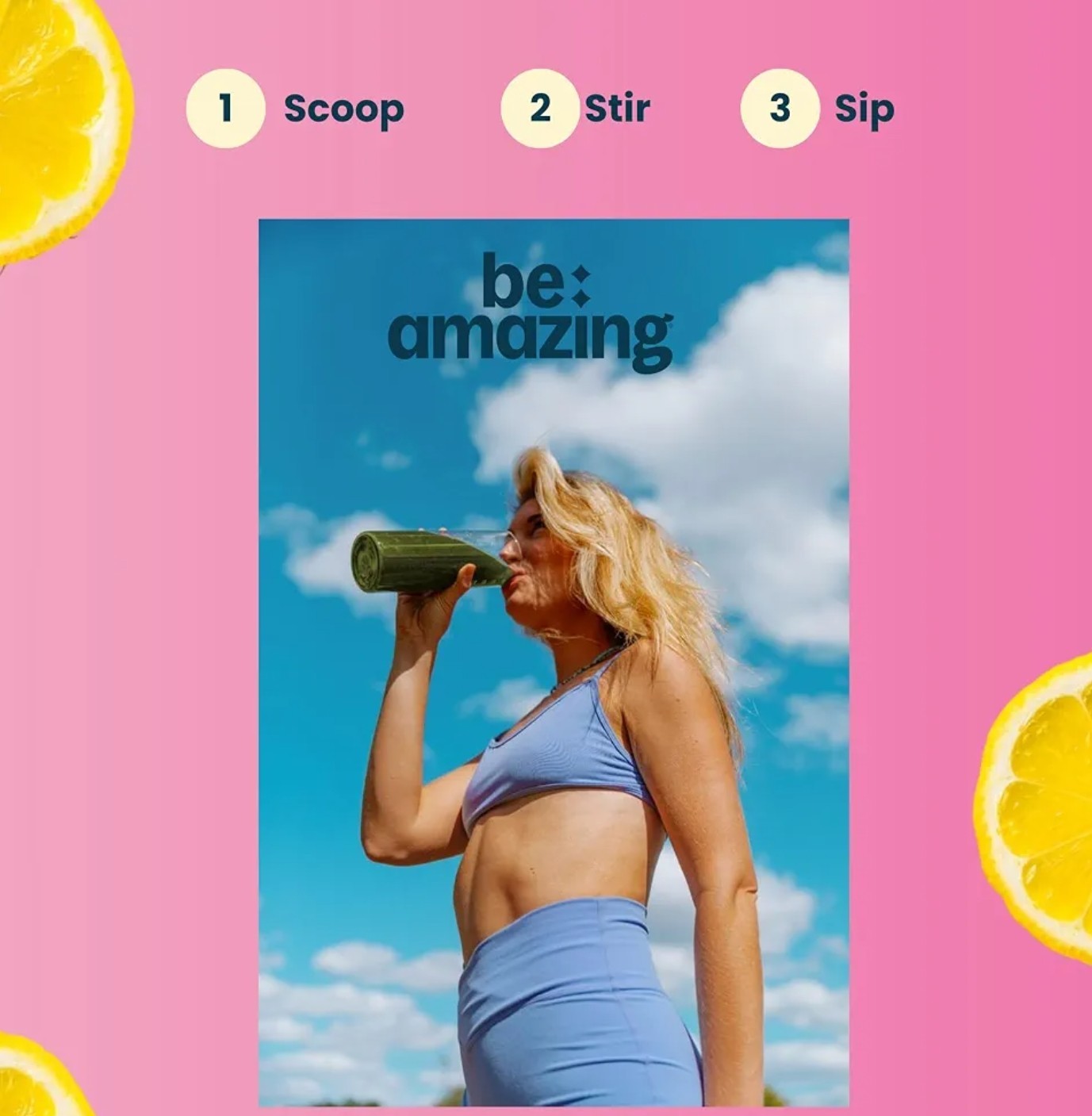 BE Amazing SUPER GREENS Powder 11 oz ( 25 Serv ) Natural Pink Lemonade 10/26