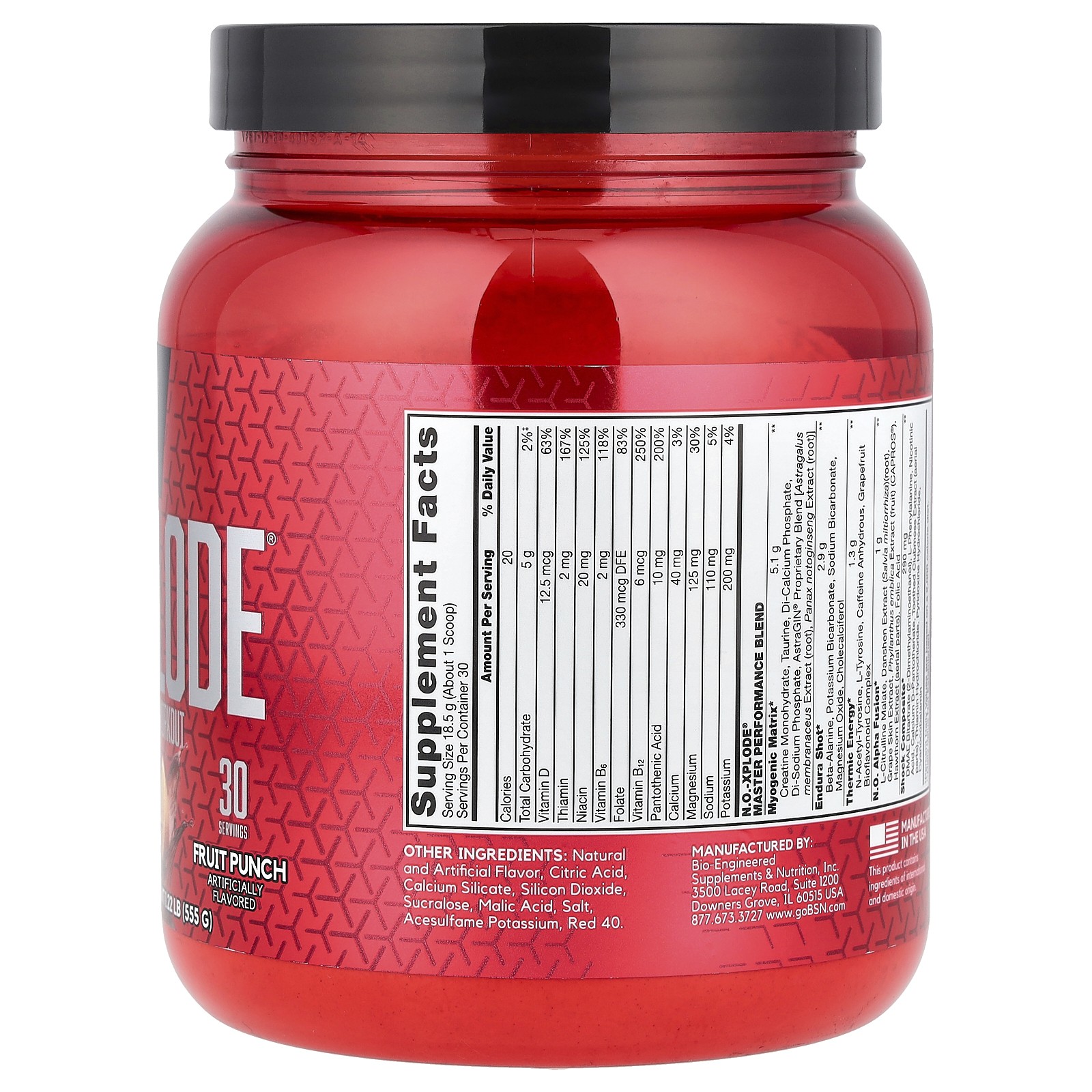 N.O.-Xplode, Legendary Pre-Workout, Fruit Punch, 1.22 lbs (555 g)