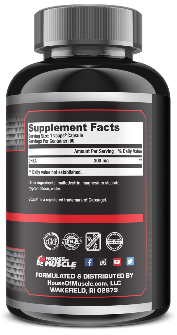 House Of Muscle DHEA – 300mg per capsule, 60 capsules – Most Potent DHEA