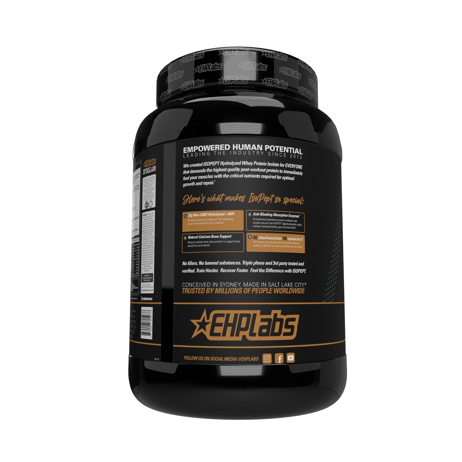 IsoPept Hydrolyzed Whey Protein Powder by EHPlabs – 100% Whey Protein Isolate &