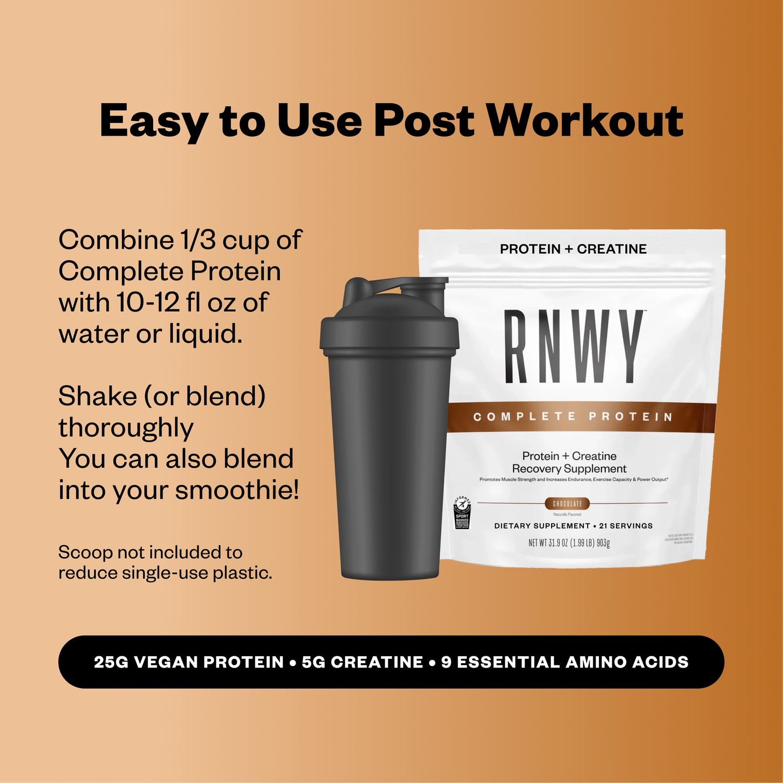 Rnwy Complete Protein 25G Yeast Protein 5G Creatine Monohydrate Vegan