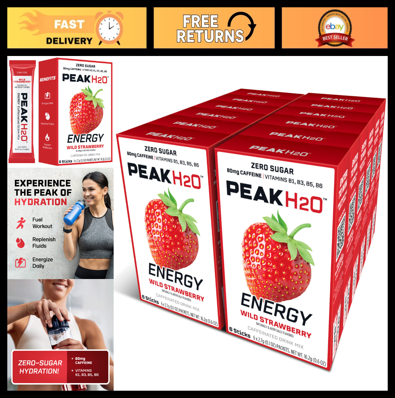 Electrolyte Powder Packets for Hydration | Strawberry Flavor | 72 Servings | Sug