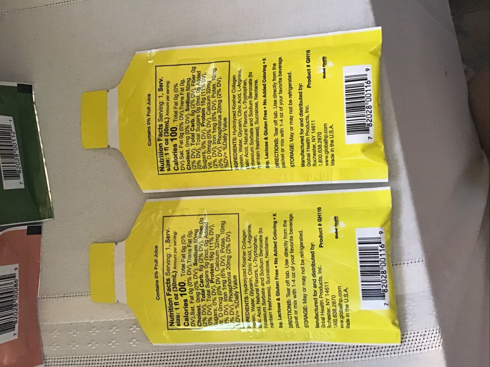 4-1oz Pk LiquaCel Concentrated Liquid Protein,2 Lemon,1 Peach Mango,1 Ginger Ale