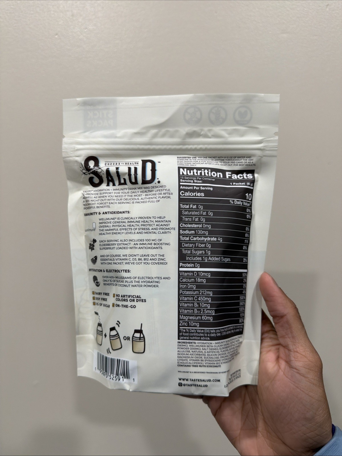 Salud Hydration & Immunity Drink Mix Comes With 15 Servings Flavor Horchata