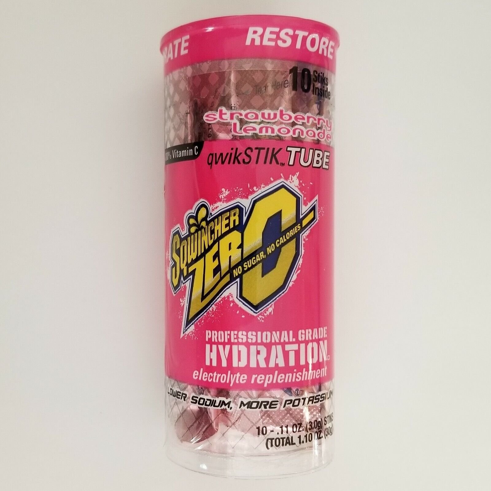 Sqwincher ZERO Sugar Free Electrolyte Beverage STRAWBERRY LEMONADE Qwik Stik