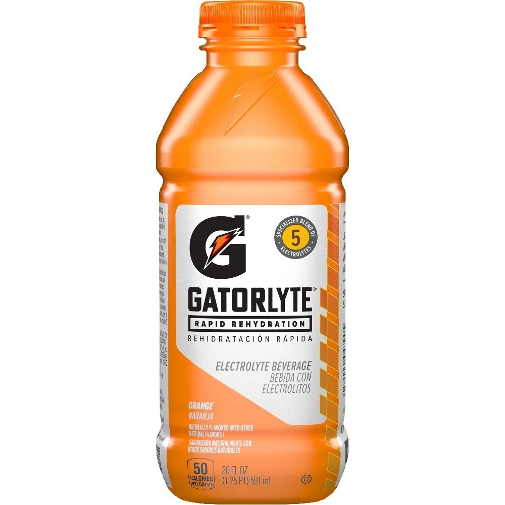 (12 pack) Gatorlyte Rapid Rehydration Electrolyte Beverage Orange, 20 fl oz