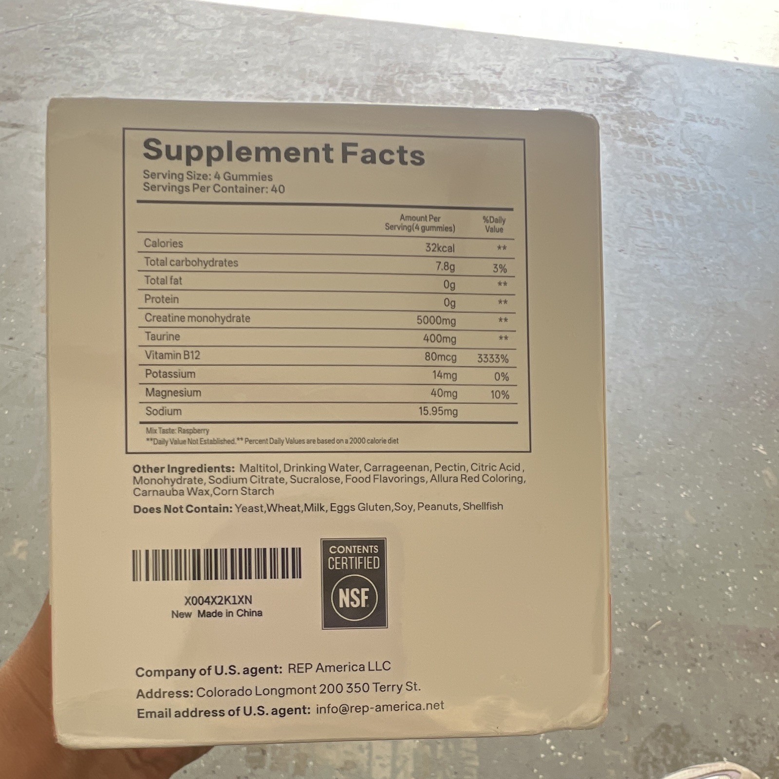 GABE SUNNYBEARS Creatine Monohydrate Gummies 5000mg 160ct Raspberry NSF