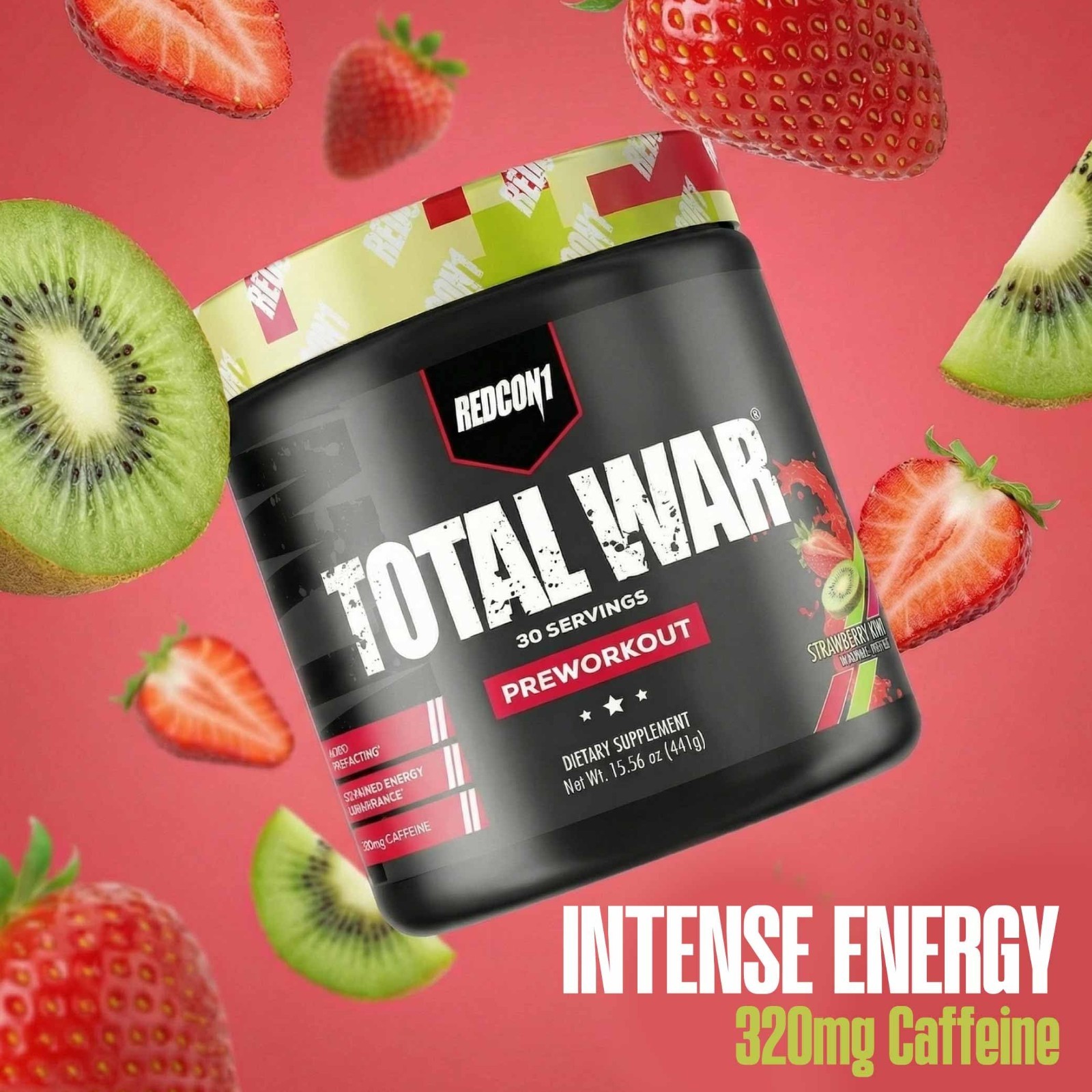 Total War Pre Workout Powder – Blue Raspberry, 320mg Caffeine, Citrulline, Beta