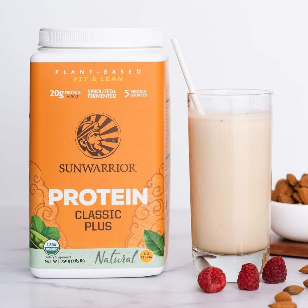 Sunwarrior Classic Plus Vegan Protein Powder Peas Brown Rice Raw Organic 1.7 lbs
