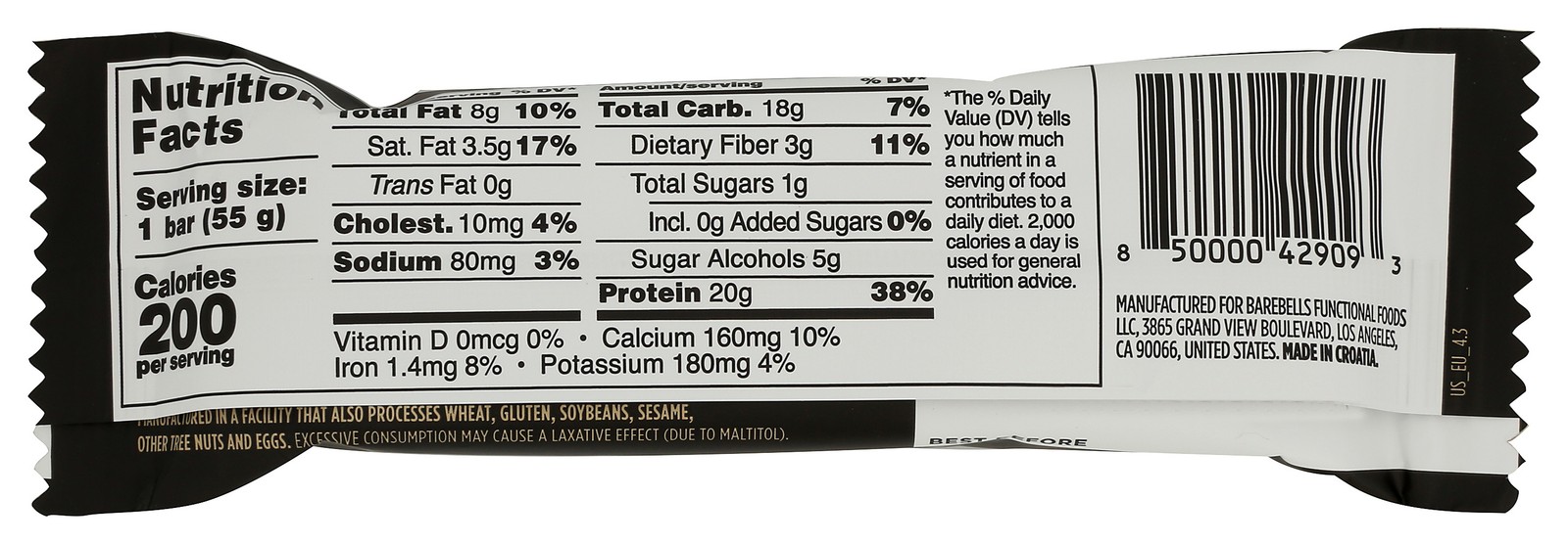 Caramel Cashew Protein Bar By Barebells 1.94 Oz Snack 12 Pack