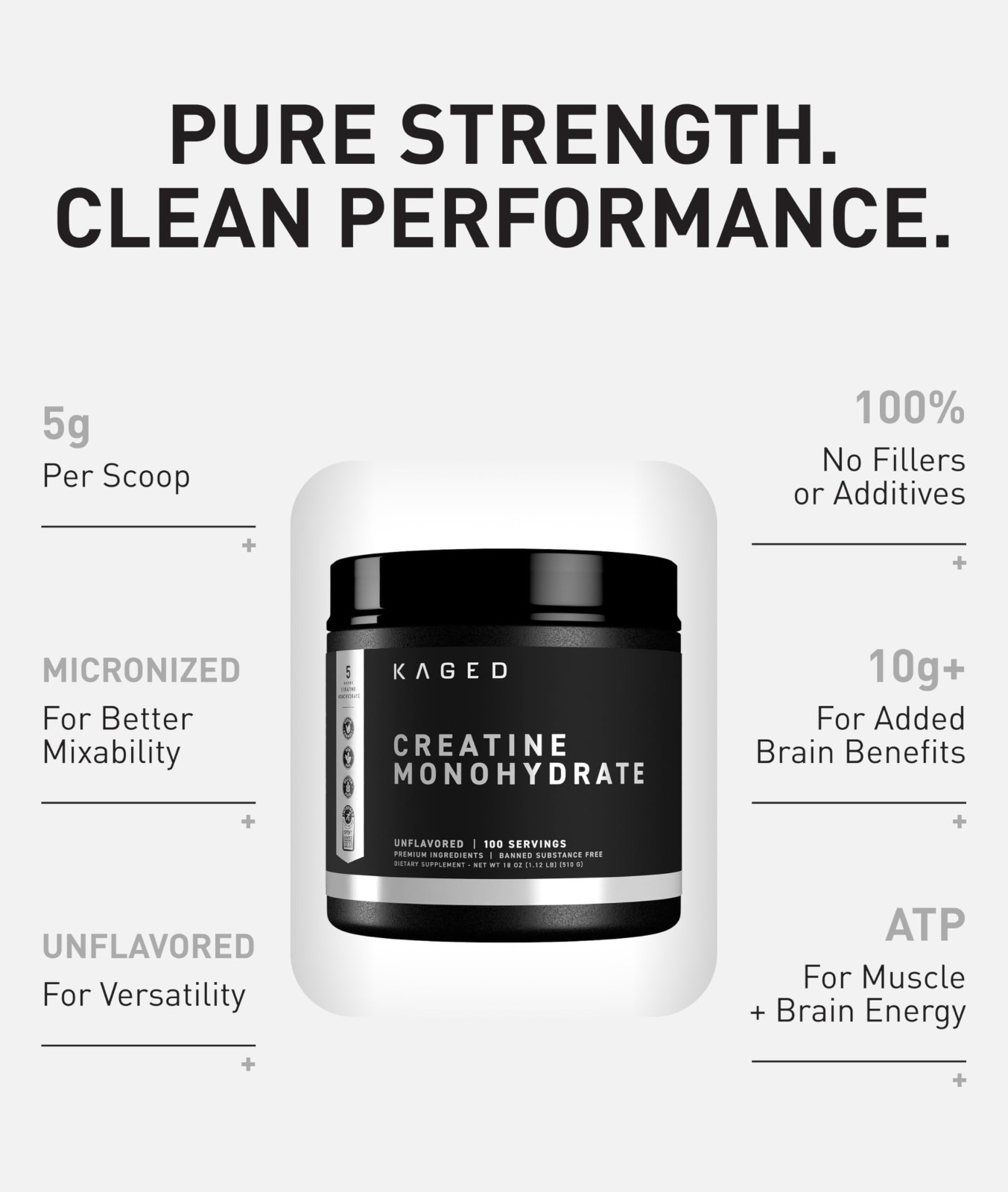 Micronized Creatine Monohydrate Powder 5000mg | Unflavored, Vegan, Gluten-Free |