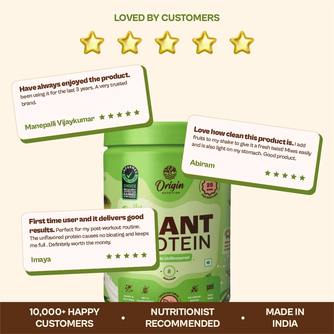 Origin Nutrition Plant Protein 260g – 25g Protein, Gluten & Dairy Free