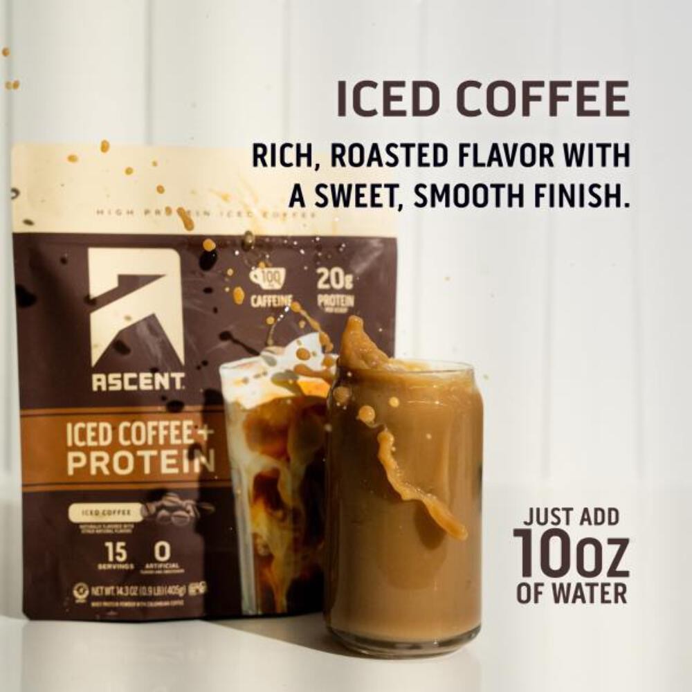 Ascent Iced Coffee Protein Powder – High Protein Coffee Powder, 20 g Protein & 1