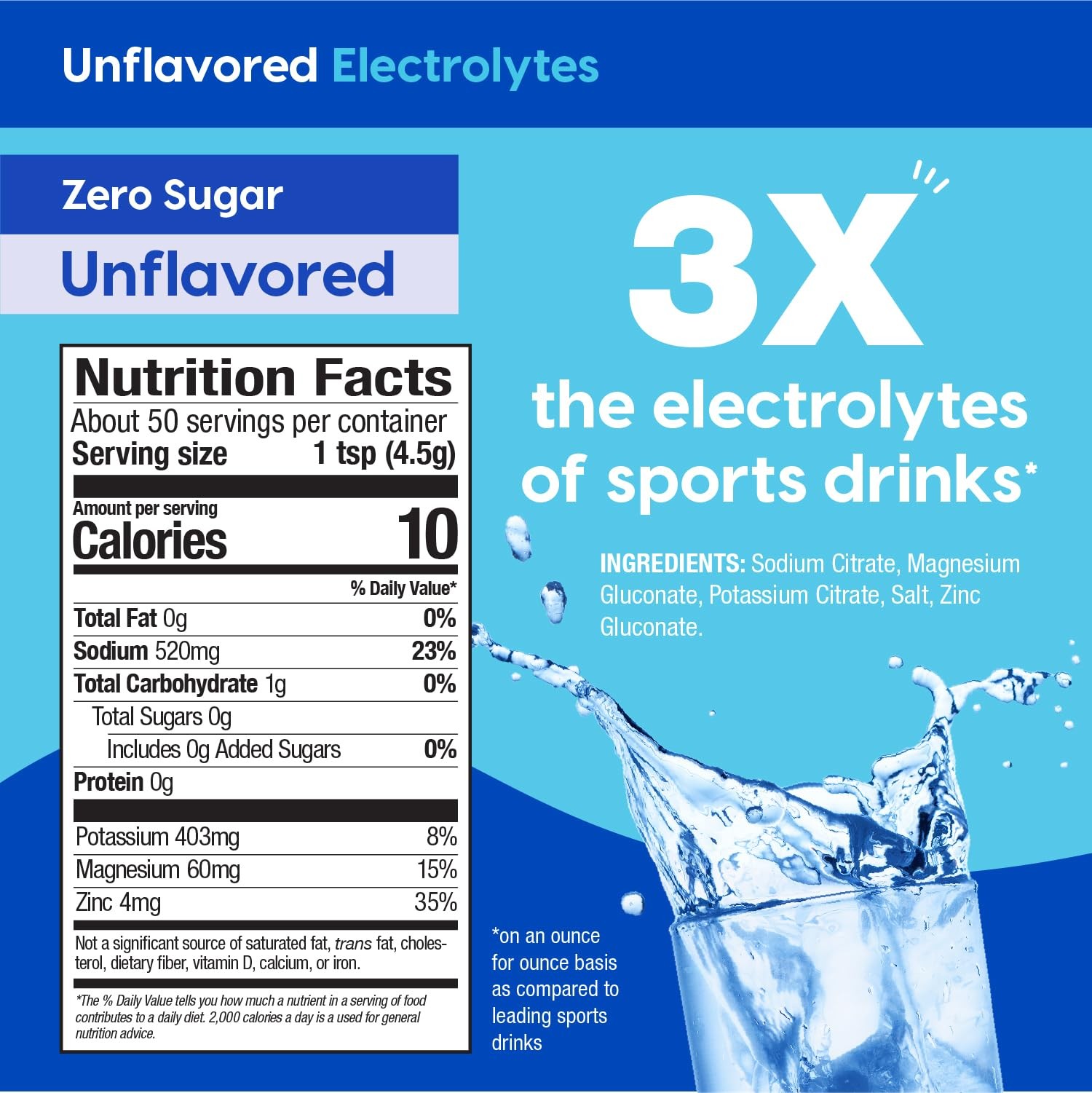 Hydrant – Bulk Hydration Powder Unflavored 50 Servings Acting Electrolyte