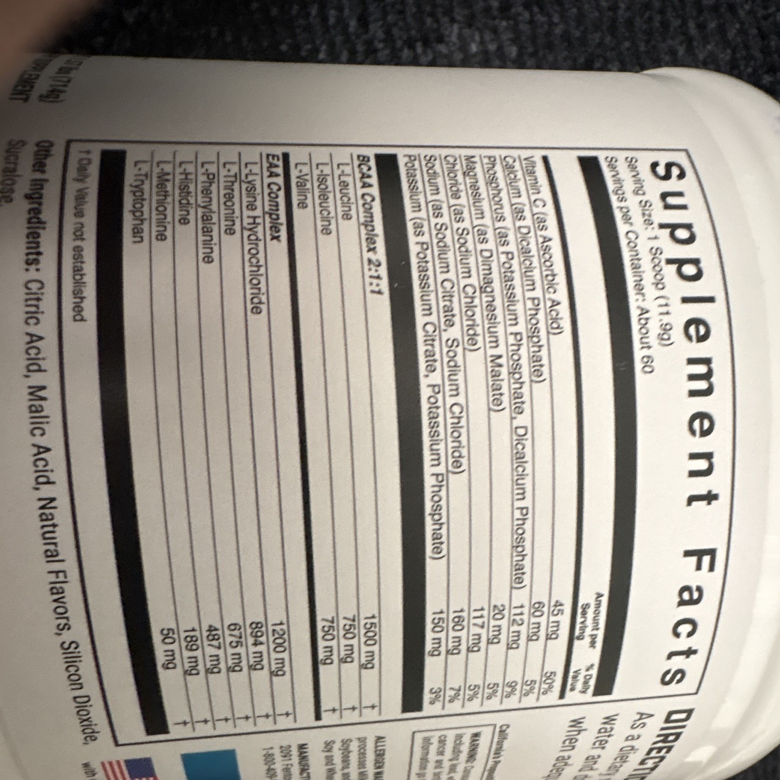 1st Phorm EAA Essential Amino Acids Powder Vegan Sour Green Apple