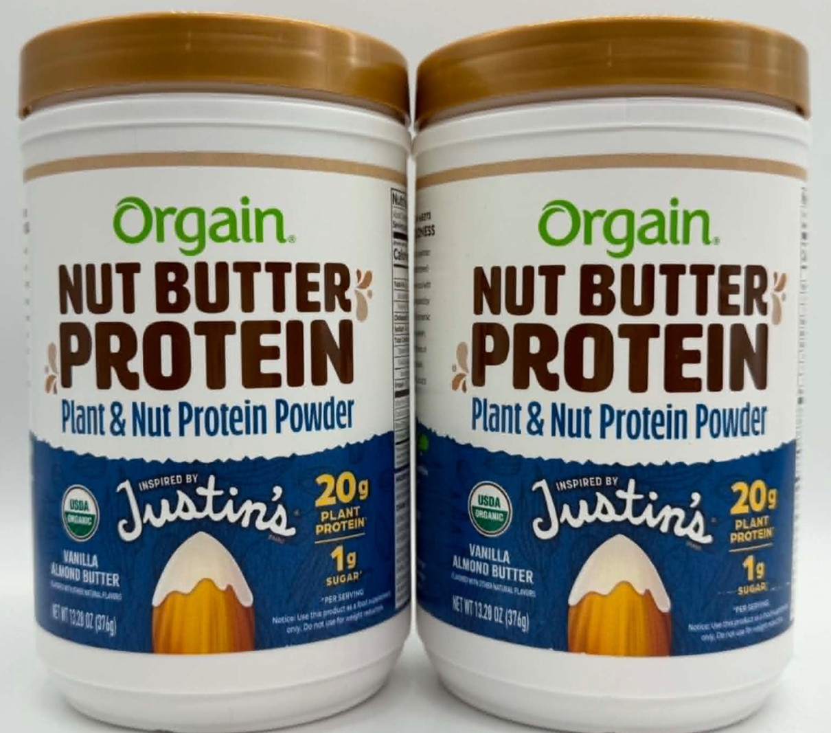 2PK Orgain Nut Butter Protein ~ Justin’s Vanilla Almond Butter ~ EXP 2/27 ~ NEW