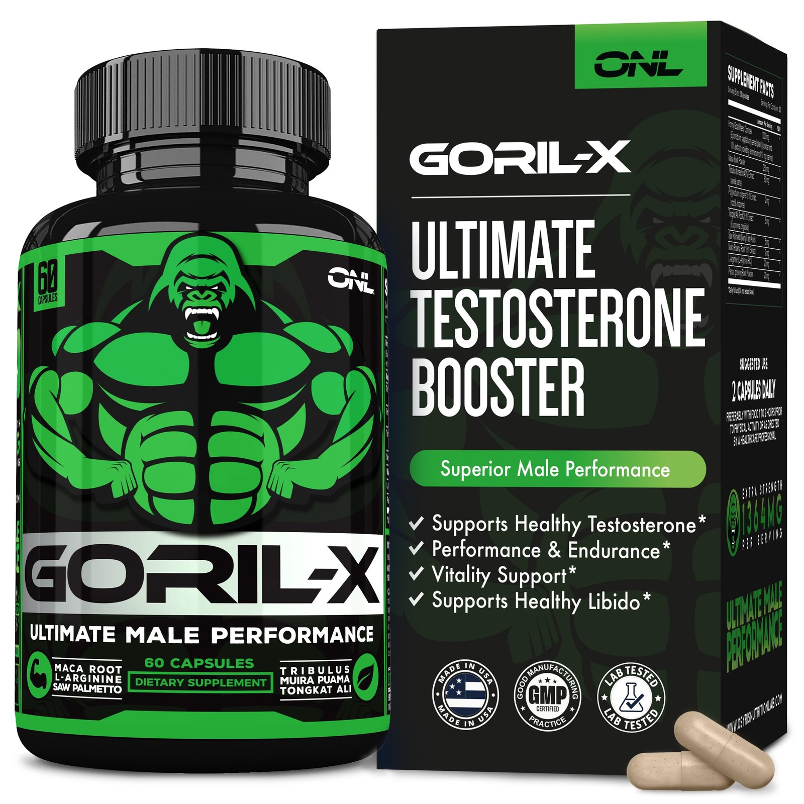 GORIL-X Testosterone Booster for Men – Workout 60 Count (Pack of 1), Goril X