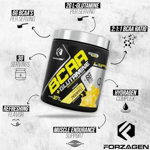 Forzagen BCAAS Amino Acids Powder with Glutamine BCAA Powder, Branched Chain Pre