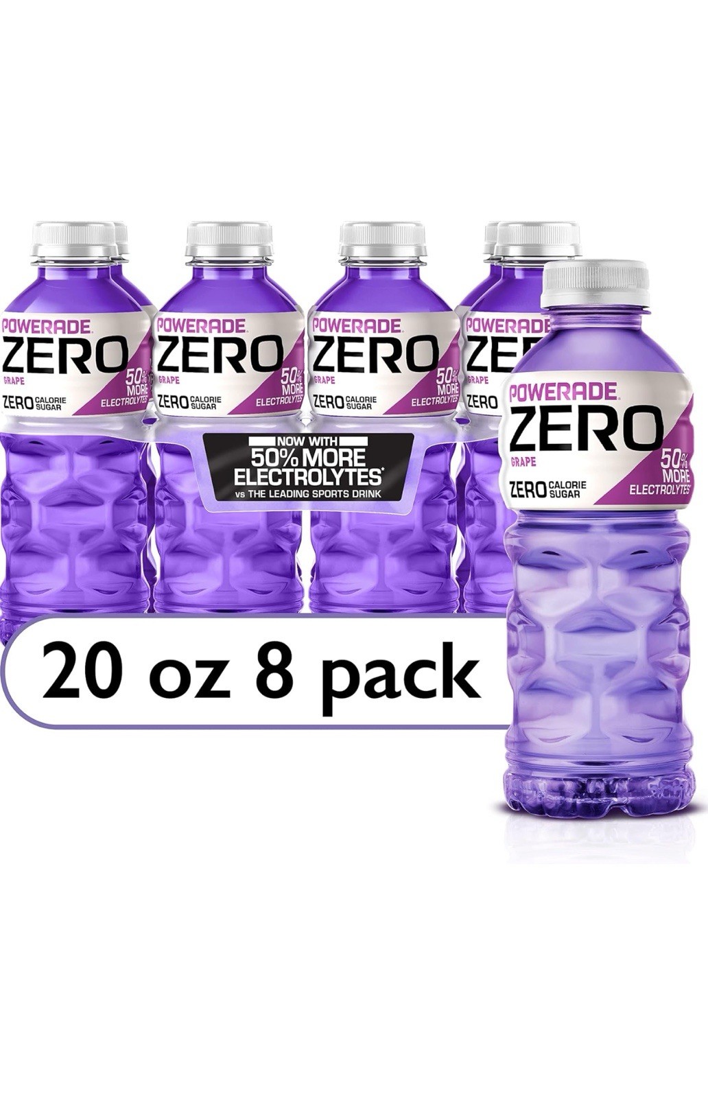 POWERADE ZERO Grape Bottled Electrolyte Sports Drink, 20 fl oz, 8 Count