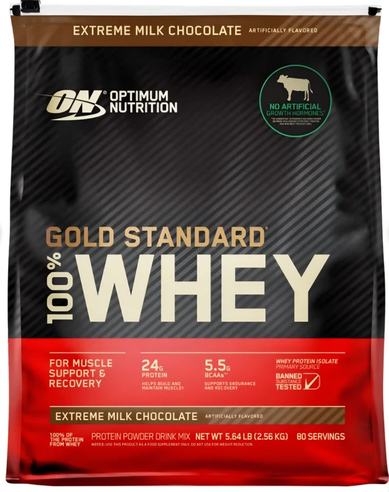 Optimum Nutrition Gold Standard 100% Whey Protein Powder Milk Chocolate 5.64 lbs
