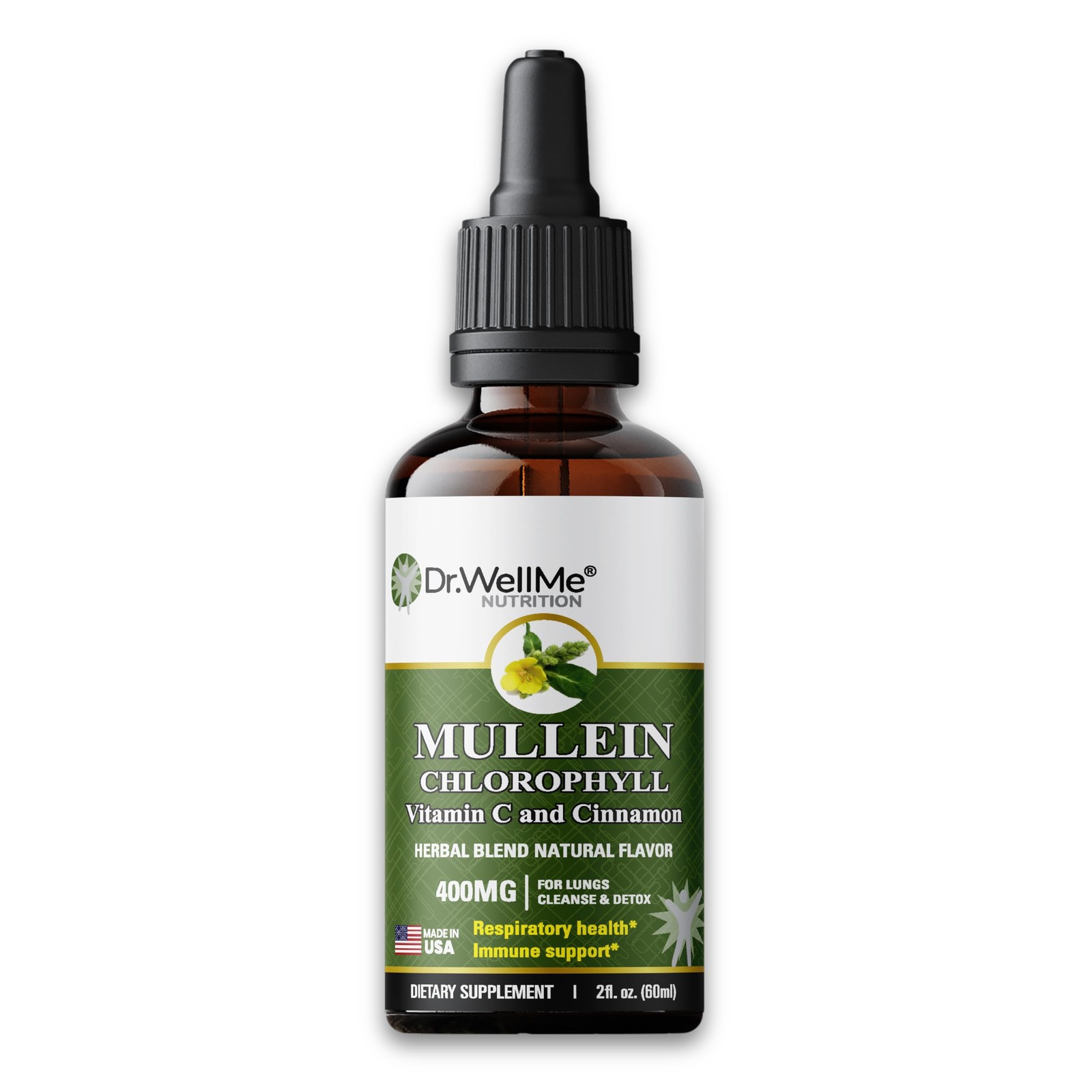 Dr.WellMe Mullein Chlorophyll 2 fl oz Liquid Drops – 2 Fl Oz (Pack of 1)