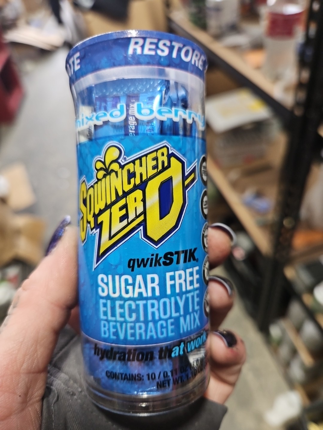 Sqwincher Zero Electrolyte Replenishment, Mixed Berry 10 Sticks 075880414148