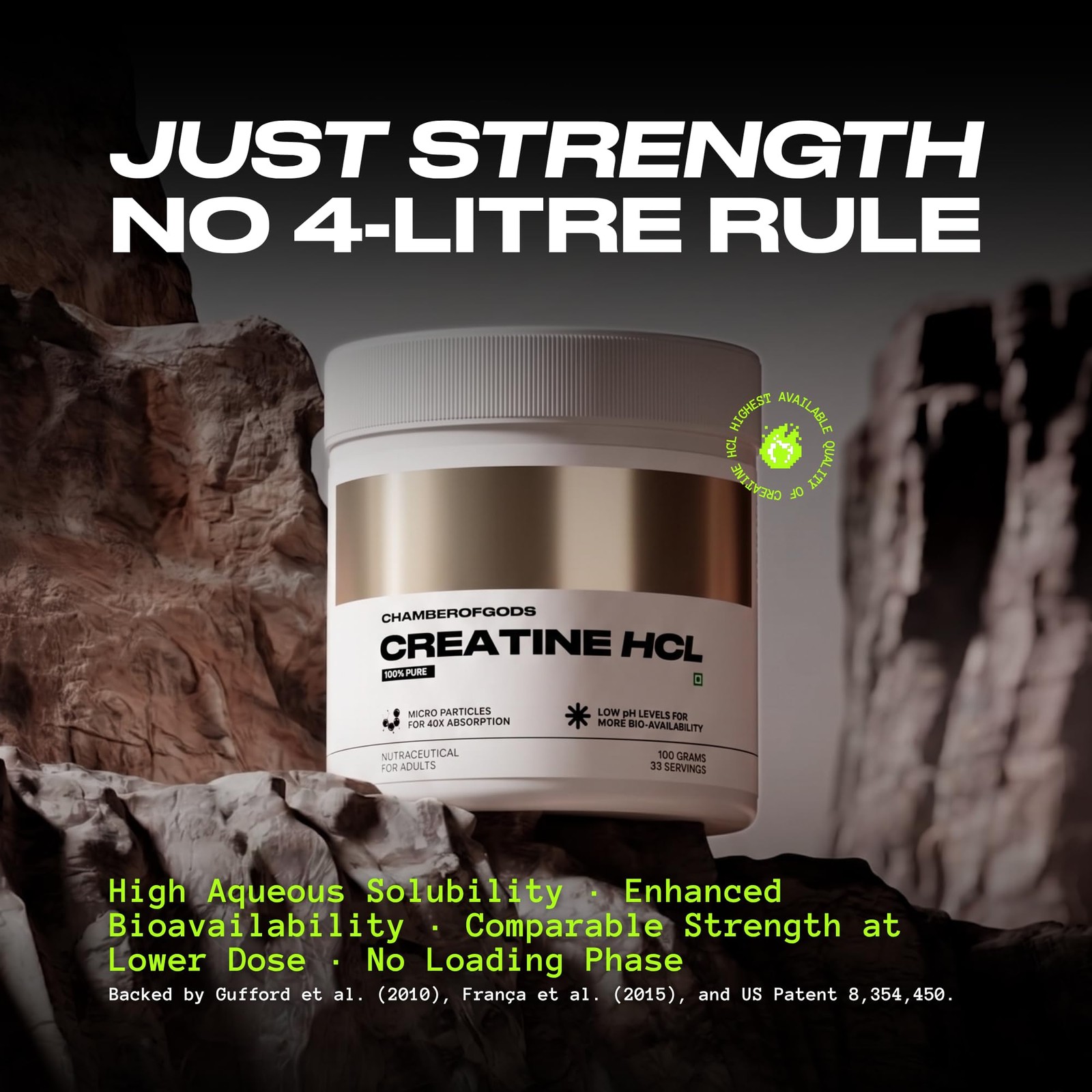Chamberofgods Creatine HCL | 100% Pure Unflavoured | 83 Servings